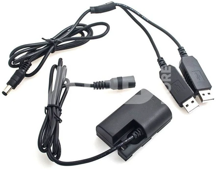 Caruba Canon LP E6 full decoding Dummy battery +5V 2A dual USB cable