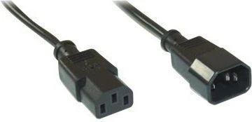 Maitinimo kabelis InLine 3pin IEC M / F, Juodas 2m (16632A)