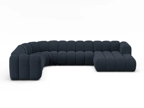 Modular Panoramic Left Corner Sofa, "Lupine", 6 Seats, 370x280x70, Navy Blue