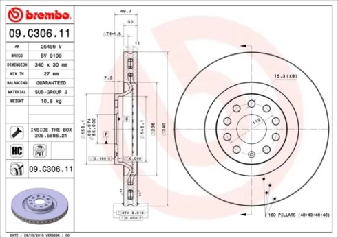 BREMBO 09.C306.11 Brake Disc