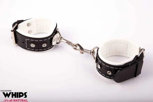 Whips Collections Kajdanki- Kajdanki moterims, su karabińczykami, balta