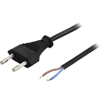 DELTACO grounded device cable, straight CEE 7/16 to open end , max 250V / 2.5A, 2m, blackColor Bl