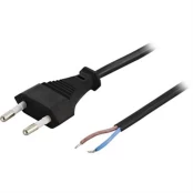 DELTACO grounded device cable, straight CEE 7/16 to open end , max 250V / 2.5A, 2m, blackColor    Bl kaina