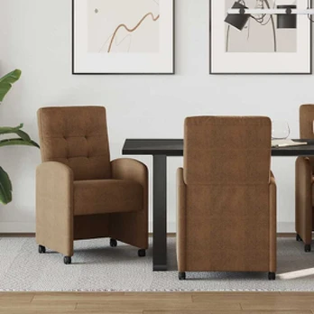 Valgomojo kėdės su ratais 2 pcs Ruda 57 x 67 x 98 cm