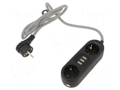 Plug socket strip: supply | Sockets: 5 | 250VAC | 16A | black | 1.5m