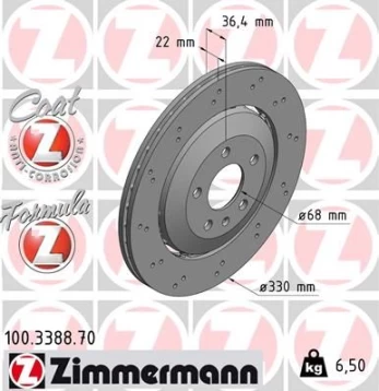 Stabdžių diskas ZIMMERMANN 100.3388.70