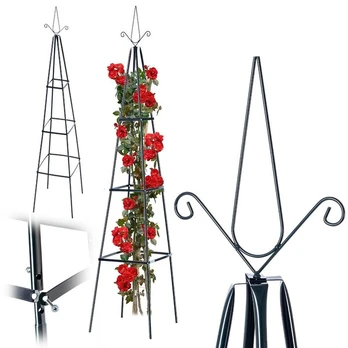 KADAX sodo piramidė gėlėms, 202 x 42 cm, juoda