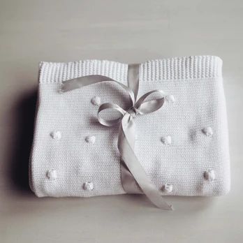 Ooh Noo - Popcorn Baby Blanket - White - 75x95 cm