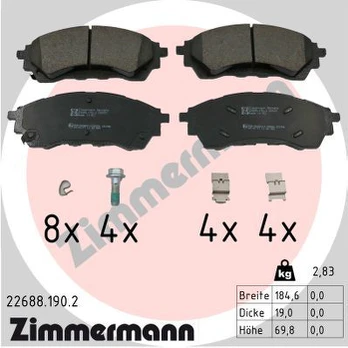 Stabdžių trinkelių rinkinys, diskinis stabdys ZIMMERMANN 22688.190.2
