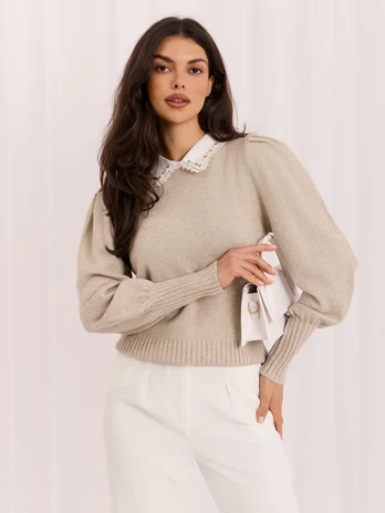 Italy Moda Sweter-IR-SW-YM926.13-smėlio spalva