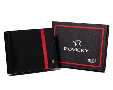 Portfel Męski sk&oacute;rzany N992-RVTP Black+Red