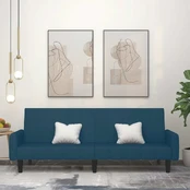 Dvivietė sofa-lova, mėlynos spalvos, aksomas kaina