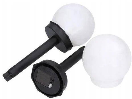 Saulės sodo lempa, baltas rutulys, 10 cm led