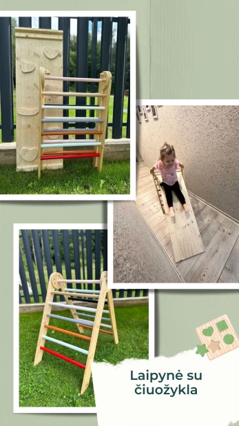 Montessori PIKLER laipynė su čiuožykla Be čiuožyklos +2 spalvos