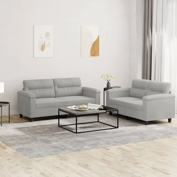 Sofa Sofos komplektas su pagalvėlėmis, 2 dalių, pilkas, audinys