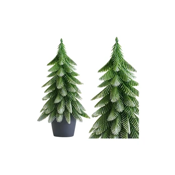 Lean Artificial Decorative Christmas Tree in a Pot, Sidabrinis Finish, 22x10cm