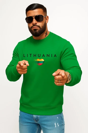 Vyriškas žalias džemperis Lithuania (juoda)