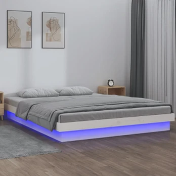 Lova Lovos rėmas su LED, baltas, 120x190cm, mediena, dvivietis