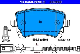 ATE 13.0460-2890.2 Brake pad set
