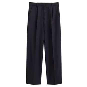Formalios kelnės moterims, Mėlyna, Tailored wool pants
