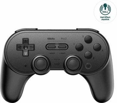 8BitDo PRO 2 Gamepad Hall Ed Belaidis valdiklis | Juodas