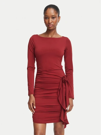 Guess Kokteilinė suknelė W6BK19 K6104 Vyšninė Slim Fit