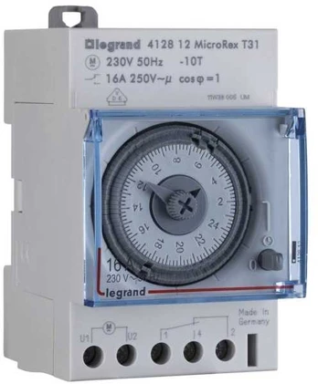 Legrand 412812 Programator analogowy 16A 250V dobowy jednokanałowy MicroRex 412812