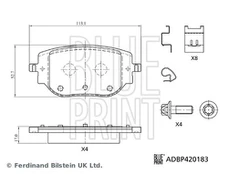 BLUE PRINT ADBP420183 Stabdžių trinkelių rinkinys, diskinis stabdys