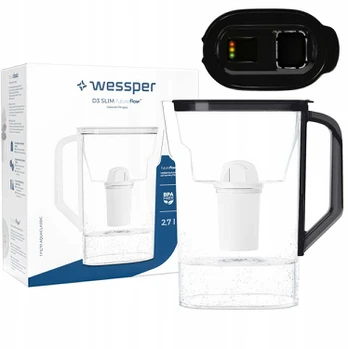 Filtravimo ąsotis Wessper Dzbanek Wessper D3 SLIM FutureFlow Aquaclassic (WES206-FF-BK)