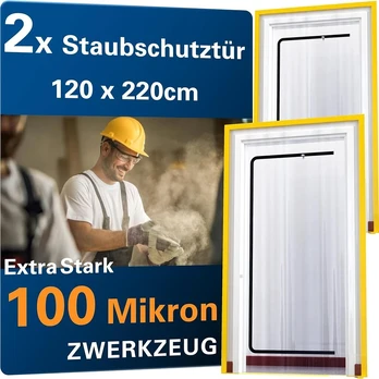 2 x Durų apsauga nuo dulkių su užtrauktuku 1,2x2m