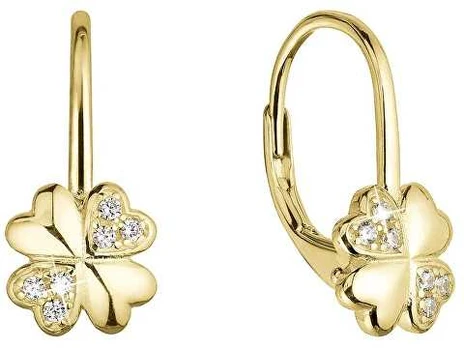 Evolution Group Gold-plated drop earrings with four-leaf clovers 11502.1/AU