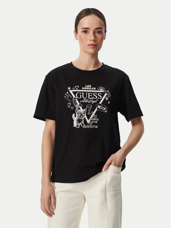 Guess Marškinėliai V6YI13 K4301 Juoda Regular Fit