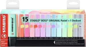 STABILO Boss Original Pastel, 15 pc(s), Multicolour, Chisel tip, Multicolour, Plastic, Rectangle