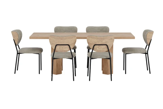 Lillehammer Table - Nature with 6 Butterfly Chair - Beige