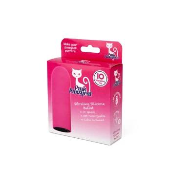 Pink Pussycat Mini Silicone Rechargeable Vibration Bullet, Pink