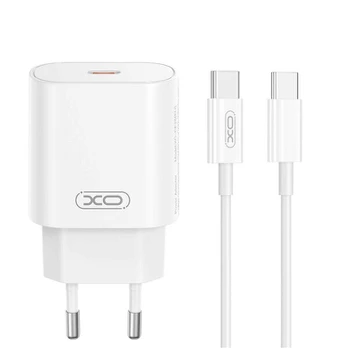 XO wall charger CE25 PD 25W 1x USB-C baltas + cable USB-C - Lightning