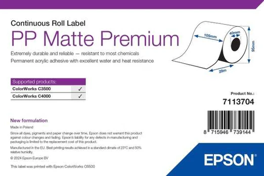 Epson PP MATTE LABEL PREMIUM/CONTINUOUS ROLL 105MM X 29M