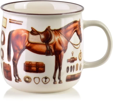 Affek Design NORMAN Puodelis 450ml 9,6x13x9,3cm koń, jeździectwo