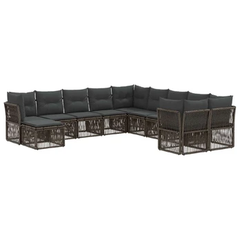 Sodo Sofų Rinkinys 11 pcs Pilka poliratanas