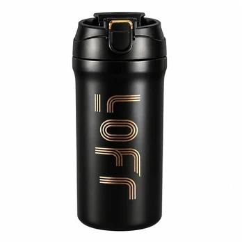 Termosas su dangteliu ir šiaudeliu, juodas, 550 ml