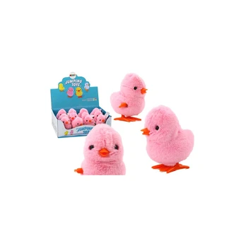 Lean Jumping Chicken Wind-Up Plush Toy Decoration Rožinė