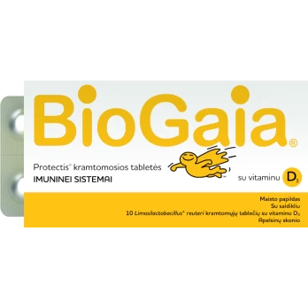 BIOGAIA PROTECTIS tabletės su vitaminu D, 10 tab.