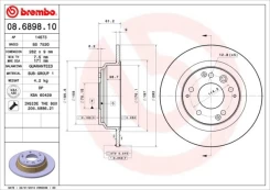Stabdžių diskas BREMBO 08.6898.10 kaina