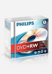 1x5 Philips DVD+RW 4,7GB 4x JC