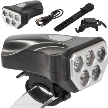 Dviračio priekinis žibintas su 5 LED diodomis ir USB įkrovimu
