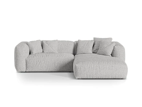 Boucle Modular Right Corner Sofa, "Martina", 2 Seats, 280x176x75, Silver