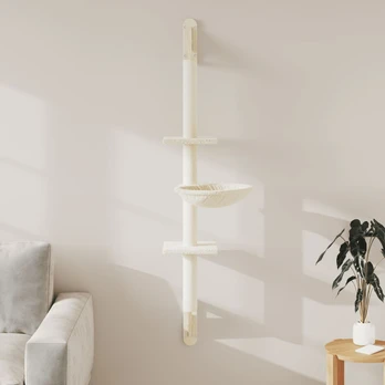 Draskyklė katėms su draskymo stovu, kreminė, 142,5cm