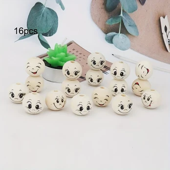 Medinių karoliukų rinkinys, 16pcs assorted
