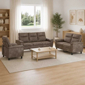 Sofa Sofos komplektas 3 vnt. Tamsiai pilka Dirbtinė suedė oda