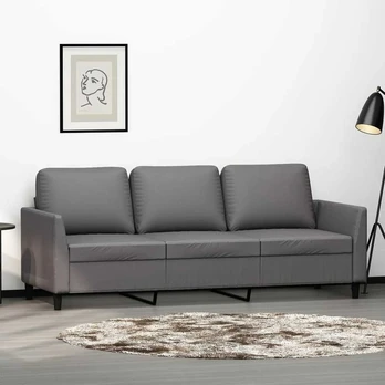Trivietė sofa, pilkos spalvos, 180cm, dirbtinė oda